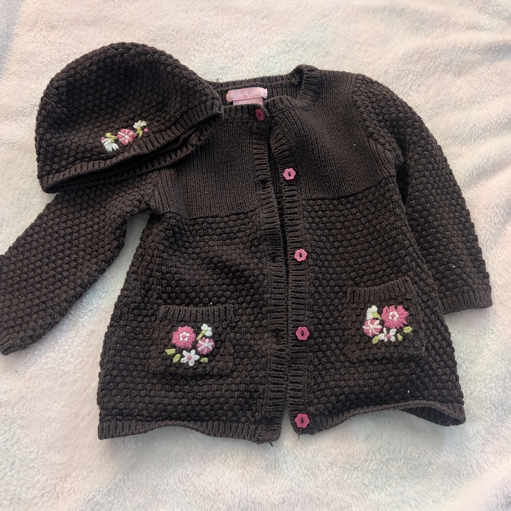 Cardigan And Matching Hat Floral